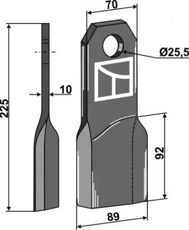 Mulchmesser 225x70mm, rechte Ausführung